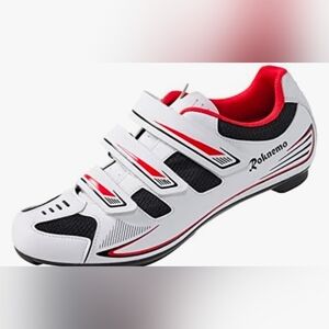 Men's Athletic Cycling Shoes - White and Red